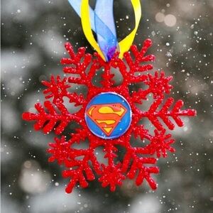 Superman Glitter Snowflake Ornament